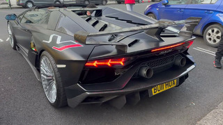 GINTANI Aventador SVJ HUGE FLAMES and Convoy in London
