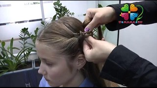 Прическа для девочек с косами и жгутами