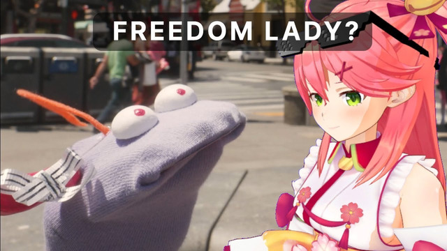 Muppet Coco Helps Tourist Miko Find Statue of Liberty in San Francisco[「 Sakura Miko 」]