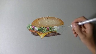 Реалистичное рисование МакДональдс бургера