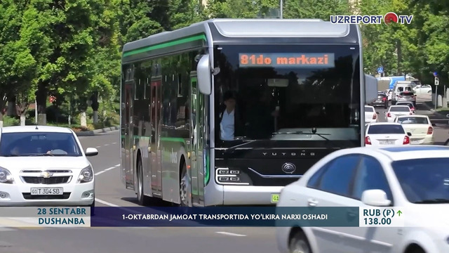 1-oktabrdan jamoat transportida yoʼlkira narxi oshadi