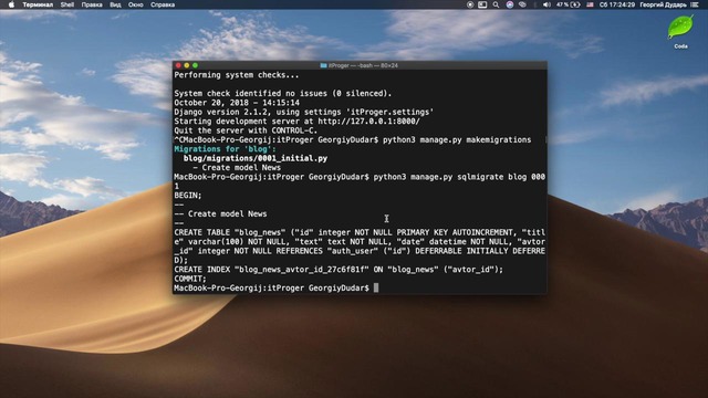 6 – Создание базы данных и проведение миграций (Python)