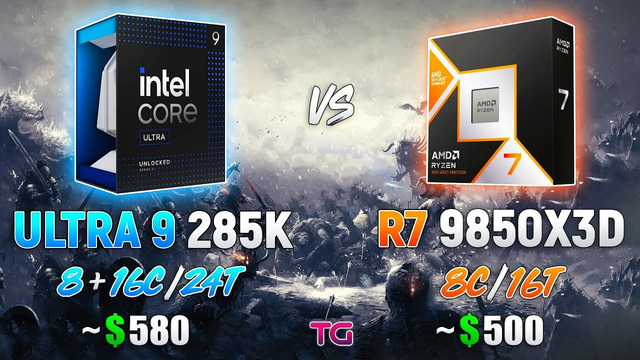 Ryzen 7 9850X3D vs Ultra 9 285K – Test in 11 Games