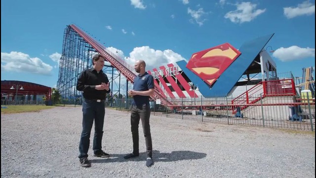 Riding the Superman virtual reality roller coaster at Six Flags