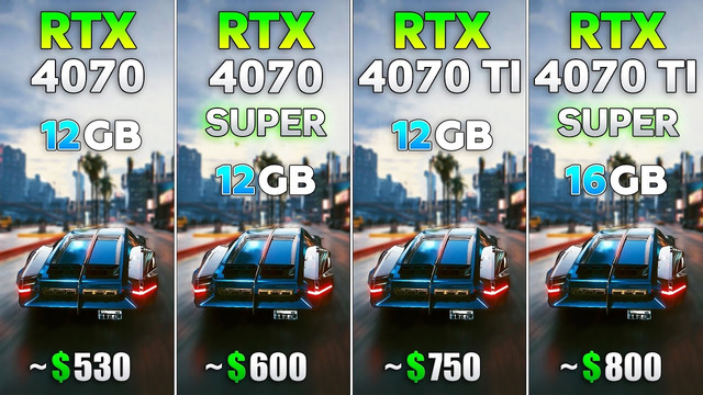 RTX 4070 vs RTX 4070 SUPER vs RTX 4070 Ti vs RTX 4070 Ti SUPER – Test in 8 Games