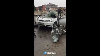 Видео с места взрыва Nexia с ГБО в Кашкадарье