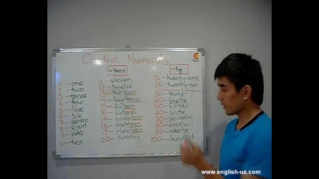 English-uz.com – bepul video darslar – Cardinal Numerals