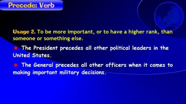 Essential Vocabulary- Precede