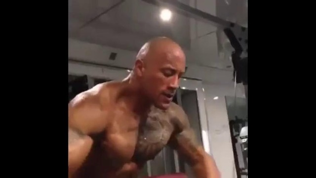 The Rock bossing it at the gym