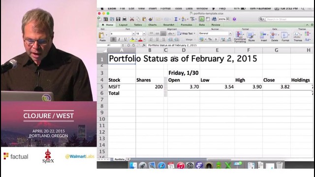 Clojure West 2015 – Creating Beautiful Spreadsheets With Data and Templates