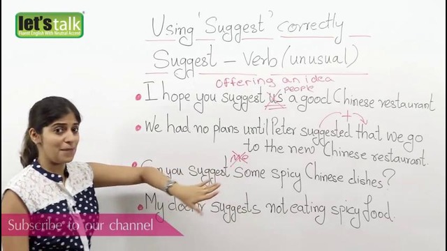 How to use the verb ‘Suggest’ correctly English Grammar Lesson ( ESL)