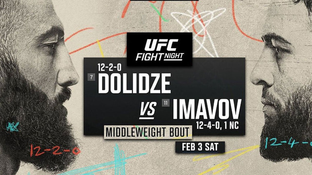 UFC Fight Night 235: Dolidze vs. Imavov (ПРЕДВАРИТЕЛЬНЫЙ КАРД) 04.02.2024 | Роман Долидзе – Нассурдин Имавов