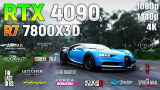 GeForce RTX 4090 + Ryzen 7 7800X3D – Test in 14 Games | 1080p | 1440p | 4K