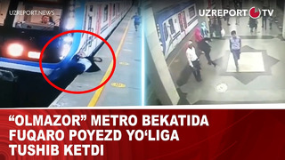 Olmazor” metro bekatida fuqaro poyezd yo‘liga tushib ketdi