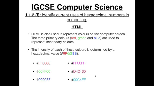 10. Uses of Hexadecimal