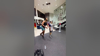 Man Jumps Over Two Guys at Gym