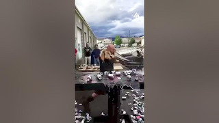 Modern Day Viking Cuts Through 12 Cans | People Are Awesome #shorts