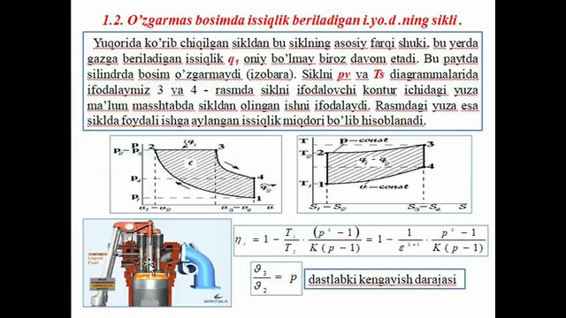 7-mavzu.Issiqlik dvigatellarining ideal sikllari