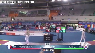 FE M S Individual Seoul GP 2016 T16 03 yellow KIM J KOR vs ROUSSET FRA
