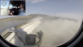 Посадка тяжёлого Боинга 737 на песочный аэродром