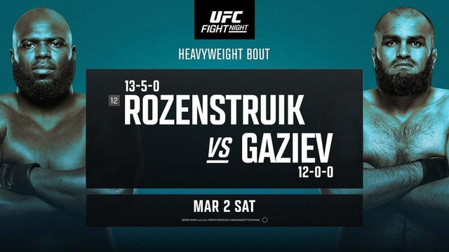 UFC Fight Night 238: Rozenstruik vs. Gaziev (ОСНОВНОЙ КАРД) 03.03.2024 | Жаирзиньо Розенстрайк – Шамиль Газиев