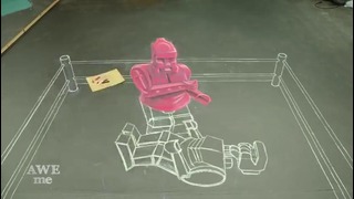 Rock ‘Em Sock ‘Em Robots 3D Chalk Art