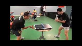 Liu Guoliang vs. Ma Long in mini table tennis