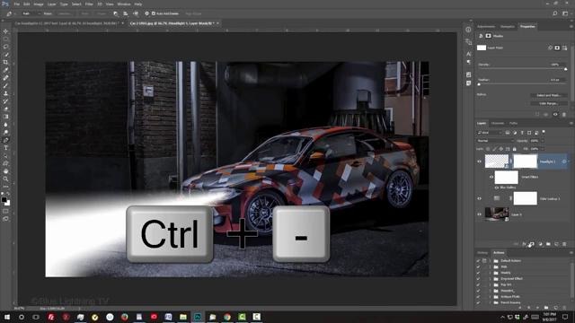 Photoshop Tutorial for CS6 & later: How to Turn On Automobile Headlights