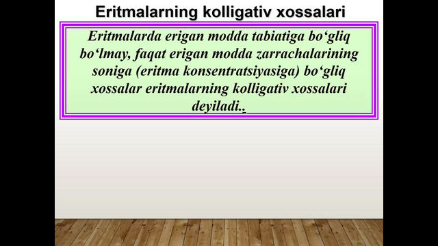 Eritmalarning kolligativ xossalari