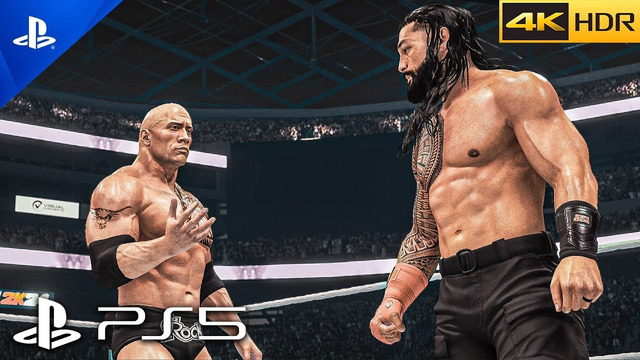 (PS5) WWE 2K24 – Roman Regins & Rock vs Cody Rhodes & Seth Rollins Gameplay [4K 60FPS HDR ]