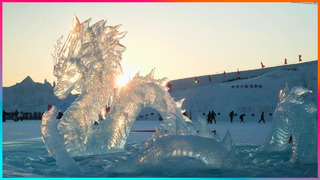 Artist Turns MASSIVE Ice Blocks into Life-Size DRAGON