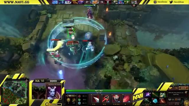NaVi.Dendi plays Queen of Pain 2+ Commentary