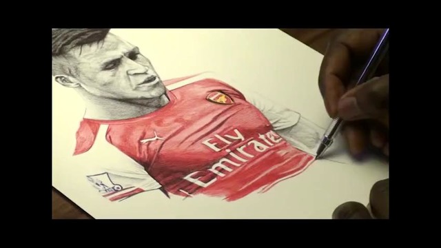 Pen Drawing Of Alexis Sanchez – Arsenal FC – Freehand Art