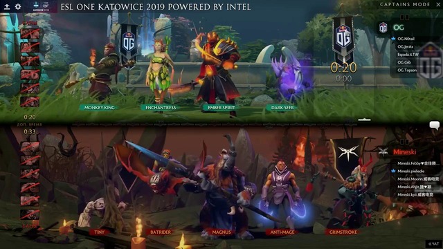 Mineski vs OG, ESL One Katowice 2019, bo2, game 1 19.02.2019