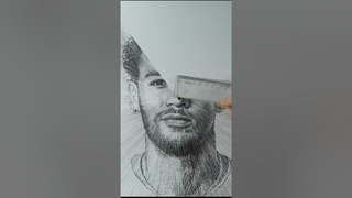 I Draw with a ruler and then nails #neymar #artdrawing