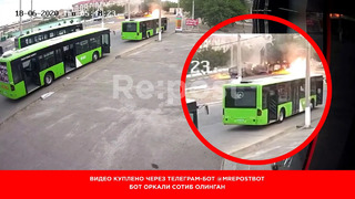 В Ташкенте грузовой автомобиль въехал в рекламный столб и взорвался