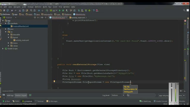 Android Studio Tutorial – 47 – Save a File on External Storage