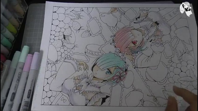 Re- Zero Rem and Ram Manga Speed Drawing. Copic Drawing