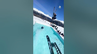 Skier Lands Backflip Over Pool