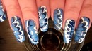 Winter Flower Blue & White Water Marble Technique
