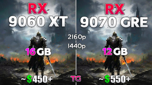 RX 9070 GRE 12GB vs RX 9060 XT 16GB – Test in 12 Games | 1440p & 4K