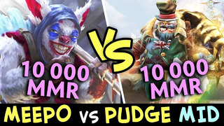 10,000 MMR Meepo vs 10,000 MMR Pudge mid — w33 vs Noone