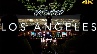 Красивый заход на посадку над Лос Анжелесом Боинга 777 из кабины пилотов