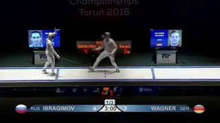 FE M S Individual Torun ECH 2016 Semifinal 01 podium IBRAGIMOV RUS vs WAGNER GER