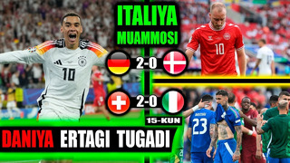 Yevro 2024: Germaniya 2-0 Daniya Futbolda kam o’chraydigan holat, Shvetsariya 2-0 Italiya bu MUAMMO