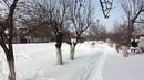 Прикольный способ покататься на санках зимой