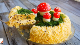 Закусочный ТОРТ с грибами и сыром | Mushroom cake recipe