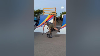 Guy Riding BMX Shows Off Balancing Skills