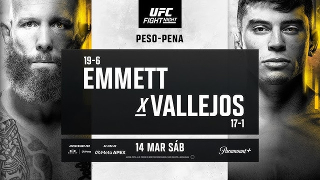 UFC Fight Night 269: Emmett vs Vallejos (ОСНОВНОЙ КАРД) 15.03.2026 | Джош Эмметт vs Кевин Вальехос