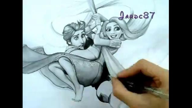 Drawing Rapunzel and Flynn Rider From Tangled